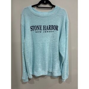 Liquid Energy L Stone Harbor NJ Plush Fuzzy Pullover Sweatshirt Beach Vacation‎